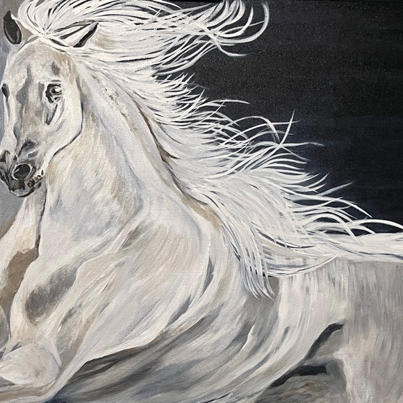 Original painting of a white horse on canvas by Leah Smith - Picture 3 of 3